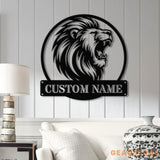 Custom Lion Metal Sign with LED Lights Personalized Lion Head Wall Art Animal Wall Decor for Nursery & Office Lion Name