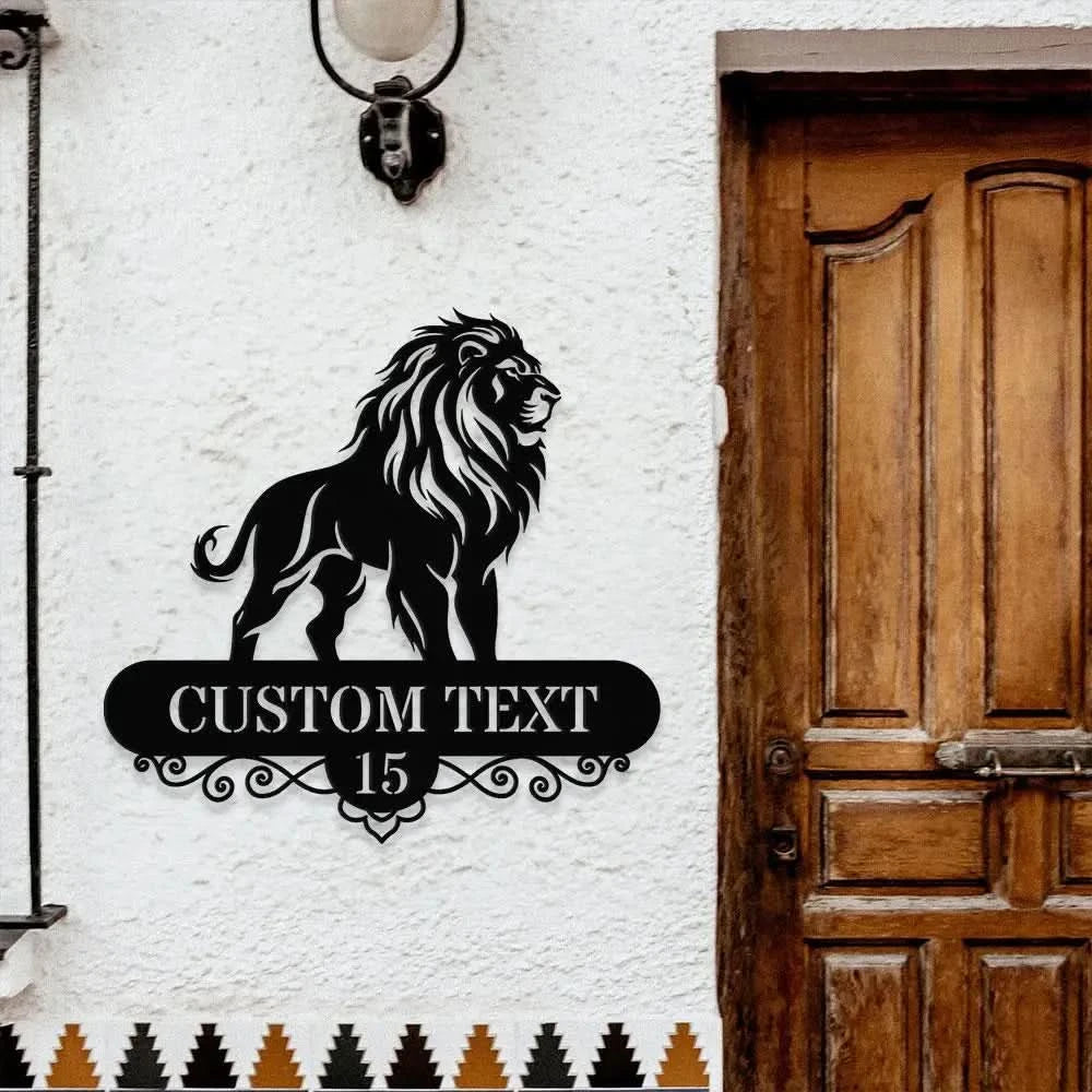 Custom Lion Metal Wall Sign with LED Lights Personalized Lion Name Metal Sign Family Wall Decor Personalized Wall Art