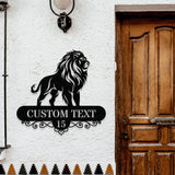 Custom Lion Metal Wall Sign with LED Lights Personalized Lion Name Metal Sign Family Wall Decor Personalized Wall Art