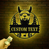 Custom Llama Metal Sign with Led Light Alpaca Metal Wall Art Personalized Llama Farm Name Sign Llama Animal Lover Sign