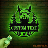 Custom Llama Metal Sign with Led Light Alpaca Metal Wall Art Personalized Llama Farm Name Sign Llama Animal Lover Sign