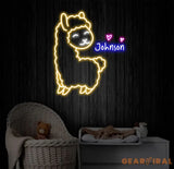 Custom Llama Neon Sign Personalized Llama LED Light Animal Lover Wall Decor Gifts for Kids Llama Room Neon Wall Art