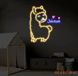 Custom Llama Neon Sign Personalized Llama LED Light Animal Lover Wall Decor Gifts for Kids Llama Room Neon Wall Art