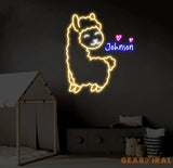 Custom Llama Neon Sign Personalized Llama LED Light Animal Lover Wall Decor Gifts for Kids Llama Room Neon Wall Art