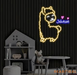 Custom Llama Neon Sign Personalized Llama LED Light Animal Lover Wall Decor Gifts for Kids Llama Room Neon Wall Art