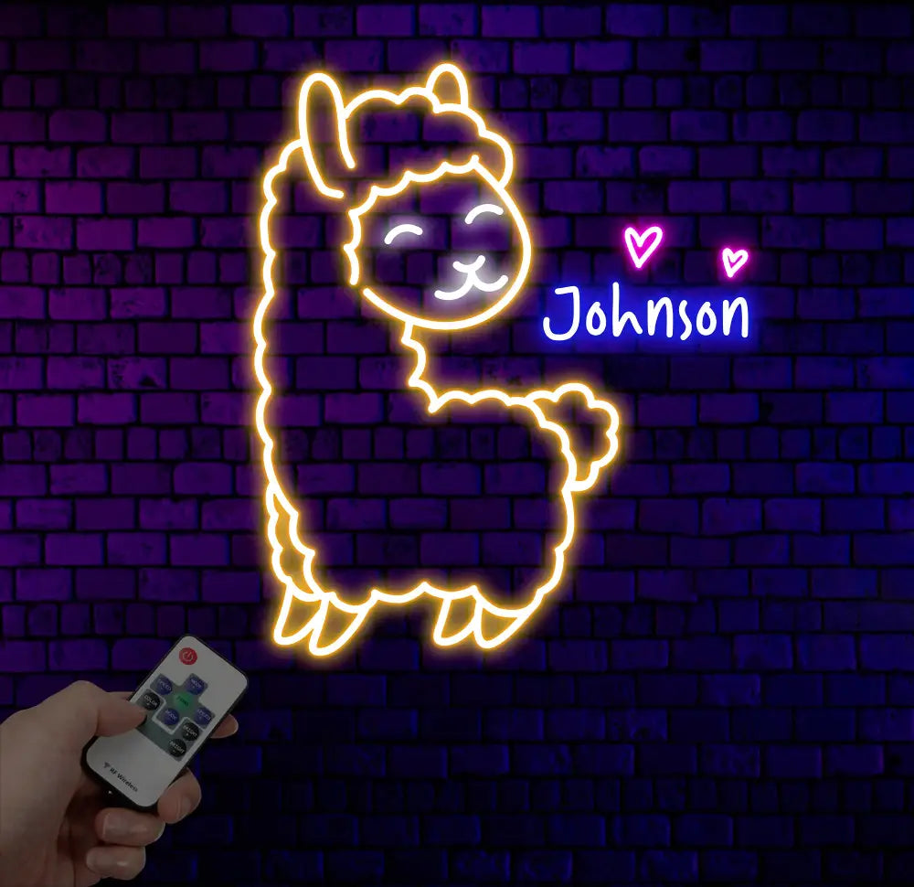 Custom Llama Neon Sign Personalized Llama LED Light Animal Lover Wall Decor Gifts for Kids Llama Room Neon Wall Art