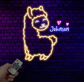 Custom Llama Neon Sign Personalized Llama LED Light Animal Lover Wall Decor Gifts for Kids Llama Room Neon Wall Art