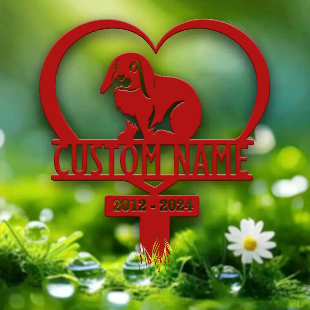 Custom Lop Rabbit Memorial Metal Stake - Pet Grave Marker Rabbit Loss Sympathy Sign Remembrance Outdoor Sign In Loving