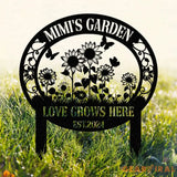 Custom Love Grows Here Sunflower Garden Stake Sunflower Metal Sign Garden Flower Sign Custom Garden Name Sign Garden