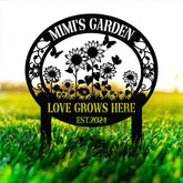 Custom Love Grows Here Sunflower Garden Stake Sunflower Metal Sign Garden Flower Sign Custom Garden Name Sign Garden