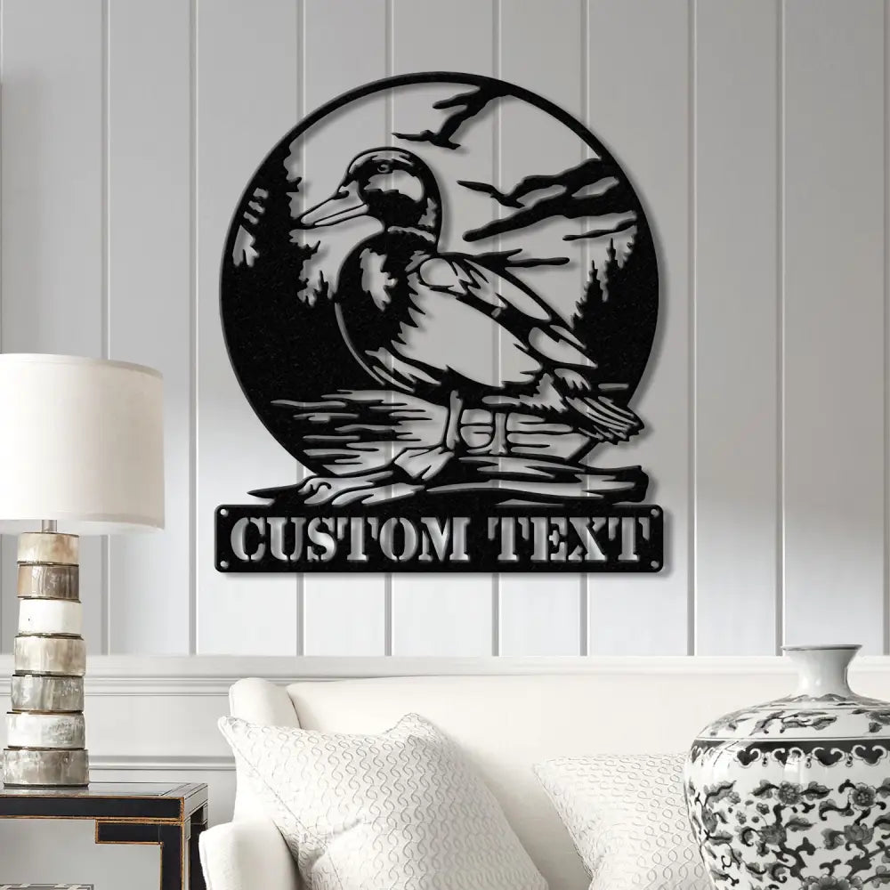 Custom Mallard Duck Metal Wall Art with LED Lights Personalized Duck Name Sign Rustic Wall Decor Man Cave & Cabin Decor