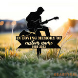 Custom Man Playing Guitar Guitarist Musician Memorial Stake Memorial Plaque with Stake Grave Marker Metal Grave Stake