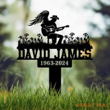 Custom Man Playing Guitar Memorial Stake Personalized Metal Guitarist Gravesite Marker Remembrance Stake Cemetery
