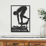 Custom Man Swimmer Metal Wall Art LED Light Personalized Swimming Butterfly Stroke Swim Team Name Sign Home Decor