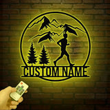 Custom Man Trail Running Metal Wall Art with LED Light - Personalized Runner Name Sign - Home Decor & Perfect Gift for