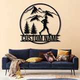 Custom Man Trail Running Metal Wall Art with LED Light - Personalized Runner Name Sign - Home Decor & Perfect Gift for