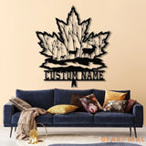 Custom Maple Leaf Metal Sign with Led Light Personalized Woodland Deer Metal Wall Art Custom Name Sign Cabin Sign Gift