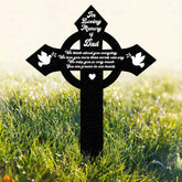 Custom Memorial Cross With Birds Metal Stake Memorial Garden Decor Personalized Angel Cross Signs Outdoor Grave Markers