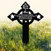 Custom Memorial Cross With Birds Metal Stake Memorial Garden Decor Personalized Angel Cross Signs Outdoor Grave Markers