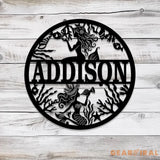 Custom Mermaid Name Sign with Led Light Personalized Metal Mermaid Wall Decor Beach House Decor Kids Room Nursery Decor