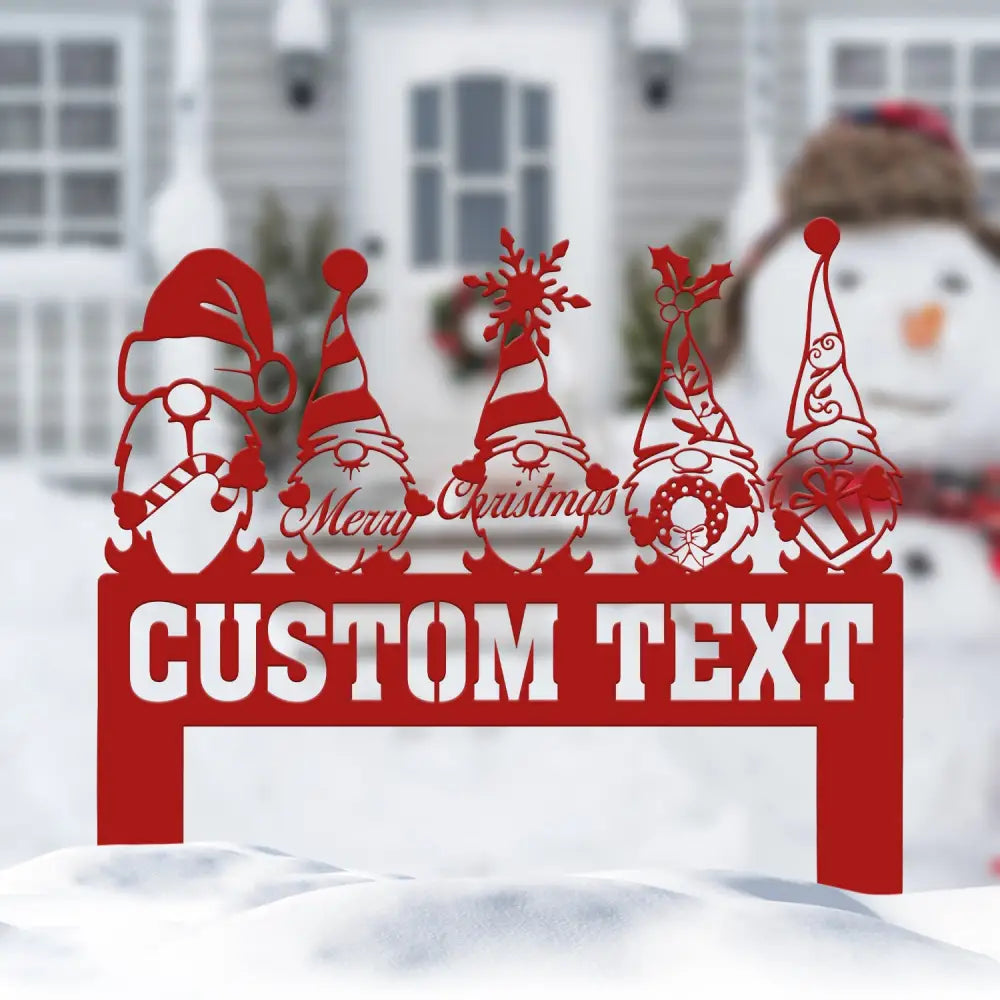 Custom Merry Christmas Gnomes Metal Stake ersonalized Name Sign Gnome Yard Art Lawn Decor Custom Christmas Holiday Gift