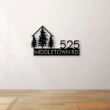 Custom Metal Address Sign Personalized Pine Tree Number Sign Address Metal Sign With Street Name Farmhouse Entrance