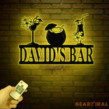 Custom Metal Bar Sign with Led Lights Personalized Bar Wall Art Tropical Bar Decor Tiki Bar Sign Outdoor Bar Plaque