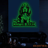 Custom Metal Basset Hound Sign with Led Light Basset Hound Family Name Gift Gift For Dog Lover Dog Monogram Metal Sign