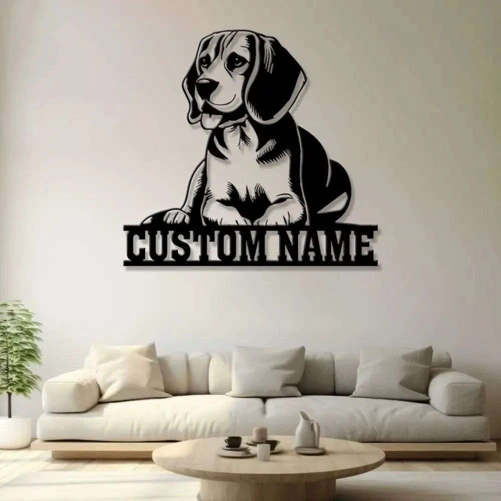 Custom Metal Beagle Sign with Led Light Beagle Dog Name Gift Gift For Dog Lover Dog Monogram Metal Sign Dog Mom Gift
