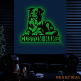 Custom Metal Border Collie Sign with Led Light Border Collie Family Name Gift Gift For Dog Lover Dog Monogram Metal