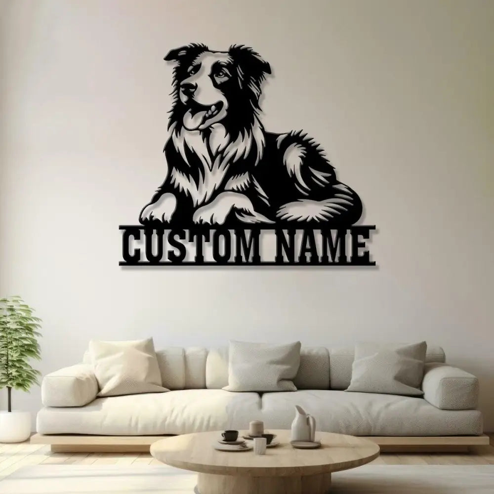 Custom Metal Border Collie Sign with Led Light Border Collie Family Name Gift Gift For Dog Lover Dog Monogram Metal