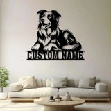 Custom Metal Border Collie Sign with Led Light Border Collie Family Name Gift Gift For Dog Lover Dog Monogram Metal