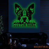 Custom Metal Boston Terrier Sign with Led Light Boston Terrier Family Name Gift Gift For Dog Lover Dog Monogram Metal