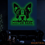 Custom Metal Boston Terrier Sign with Led Light Boston Terrier Family Name Gift Gift For Dog Lover Dog Monogram Metal