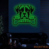 Custom Metal Boxer Sign with Led Light Boxer Dog Name Gift Gift For Dog Lover Dog Monogram Metal Sign Dog Mom Gift