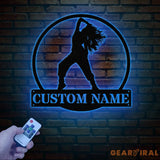 Custom Metal Break Dancing Sign with LED Light Girl Breakdancer Gift Breakdancing Club Decor Dance Wall Art Girl Dance