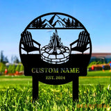 Custom Metal Campfire Sign with Stakes - Personalized Cabin Sign Camp Decor Outdoor Life Lovers Gift Camp Name Sign