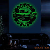 Custom Metal Car Garage Signs with Led Light Metal Car Sign Metal Garage Wall Art Dad’s Gift for Mechanic Men Cave Decor