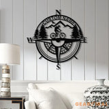 Custom Metal Compass Coordinates Sign with LED Lights Mountain Wall Art Nautical Compass Rose Biker Decor Mountain Bike
