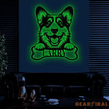 Custom Metal Corgi Sign with Led Light Corgi Family Name Gift Gift For Dog Lover Dog Monogram Sign Dog Mom Gifts Corgi