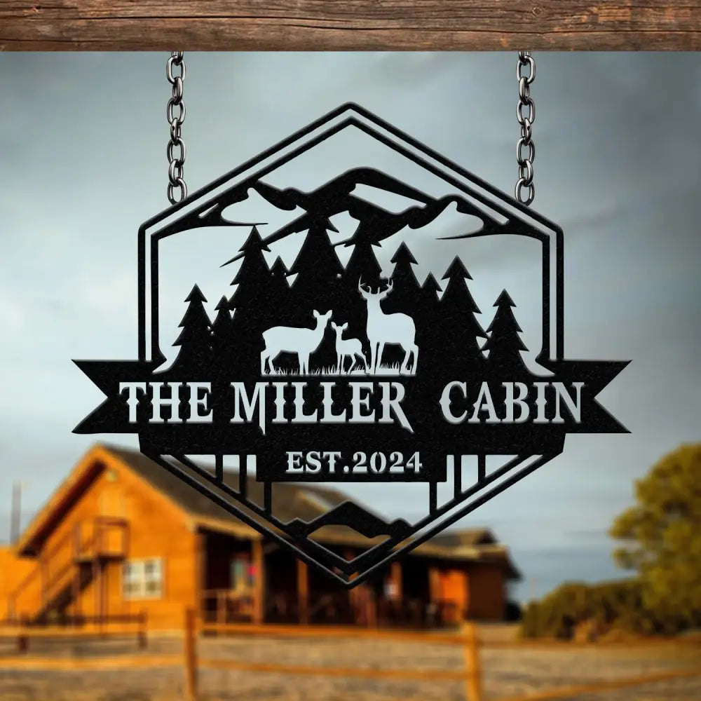 Custom Metal Deer Cabin Sign Deer Hunter Gift Custom Last Name Sign Outdoor Decor Man Cave Decor Home Decor Hunter Gift