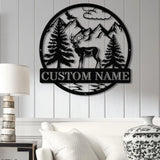 Custom Metal Deer Cabin Sign with Led Light Deer Hunter Gift Custom Last Name Sign Outdoor Decor Man Cave Decor Hunter