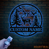 Custom Metal Deer Cabin Sign with Led Light Deer Hunter Gift Custom Last Name Sign Outdoor Decor Man Cave Decor Hunter