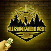 Custom Metal Deer Cabin Sign with Led Light Deer Hunter Gift Custom Last Name Sign Outdoor Decor Man Cave Decor Hunter