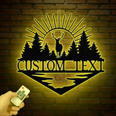 Custom Metal Deer Cabin Sign with Led Light Deer Hunter Gift Custom Last Name Sign Outdoor Decor Man Cave Decor Hunter