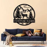 Custom Metal Deer Cabin Sign with Led Light Deer Hunter Gift Custom Last Name Sign Outdoor Decor Man Cave Decor Hunter