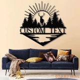 Custom Metal Deer Cabin Sign with Led Light Deer Hunter Gift Custom Last Name Sign Outdoor Decor Man Cave Decor Hunter