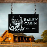 Custom Metal Deer Hunting Sign Deer Cabin Sign Cabin Sign Nature Metal Sign Outdoor Decor Deer Hunter Gift Lodge Sign