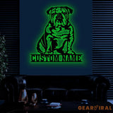 Custom Metal English Bulldog Sign with Led Light English Bulldog Family Name Gift Gift For Dog Lover Dog Monogram Sign