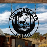 Custom Metal Family Deer Sign Deer Cabin Sign Cabin Sign Nature Metal Sign Outdoor Decor Deer Hunter Gift Lodge Sign